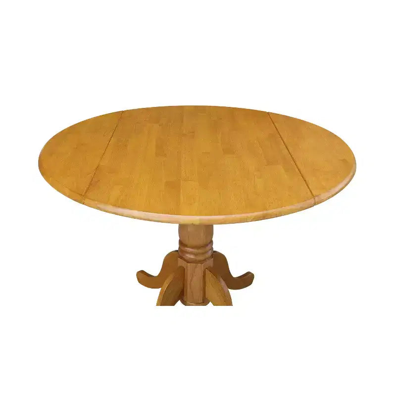 Tavolo da pranzo rotondo con ante a ribalta da 42" – Legno massello, base a piedistallo, 4 posti, allungabile