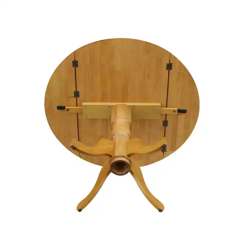 Tavolo da pranzo rotondo con ante a ribalta da 42" – Legno massello, base a piedistallo, 4 posti, allungabile