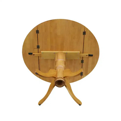 Tavolo da pranzo rotondo con ante a ribalta da 42" – Legno massello, base a piedistallo, 4 posti, allungabile