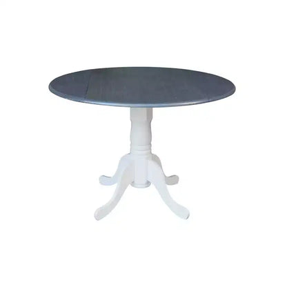 Tavolo da pranzo rotondo con ante a ribalta da 42" – Legno massello, base a piedistallo, 4 posti, allungabile