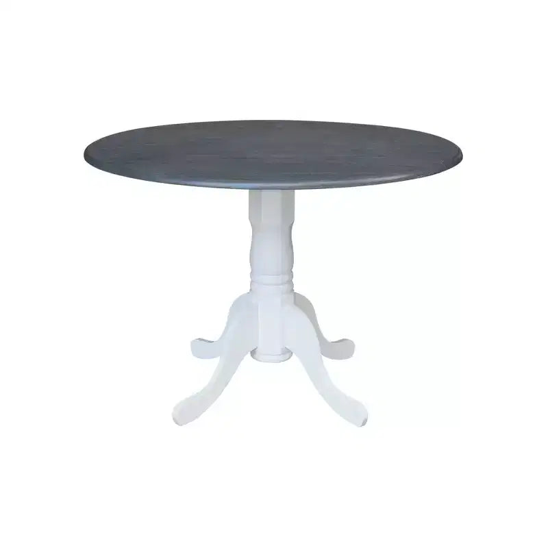 Tavolo da pranzo rotondo con ante a ribalta da 42" – Legno massello, base a piedistallo, 4 posti, allungabile