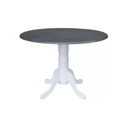 Tavolo da pranzo rotondo con ante a ribalta da 42" – Legno massello, base a piedistallo, 4 posti, allungabile