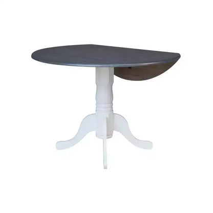Tavolo da pranzo rotondo con ante a ribalta da 42" – Legno massello, base a piedistallo, 4 posti, allungabile