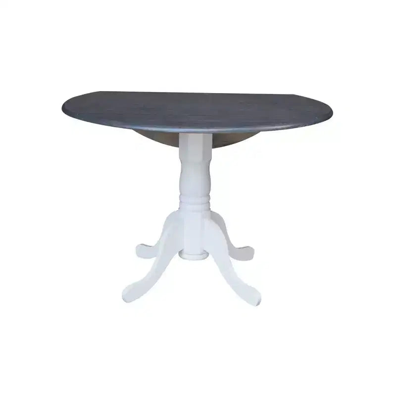 Tavolo da pranzo rotondo con ante a ribalta da 42" – Legno massello, base a piedistallo, 4 posti, allungabile