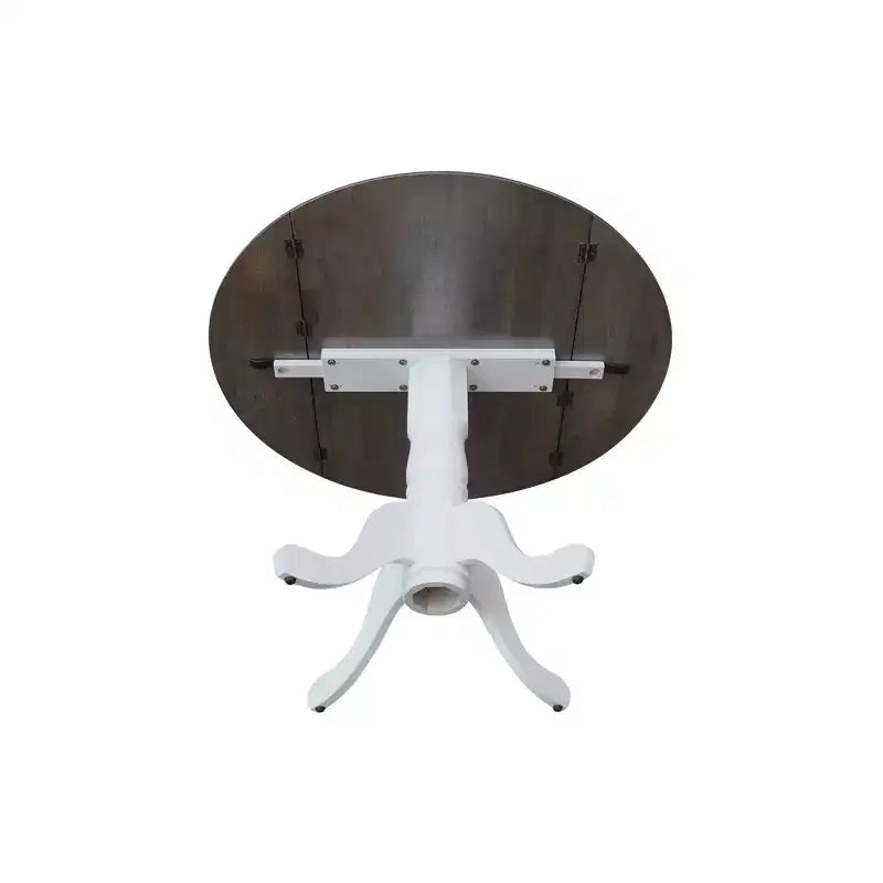Tavolo da pranzo rotondo con ante a ribalta da 42" – Legno massello, base a piedistallo, 4 posti, allungabile