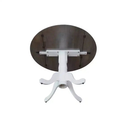 Tavolo da pranzo rotondo con ante a ribalta da 42" – Legno massello, base a piedistallo, 4 posti, allungabile