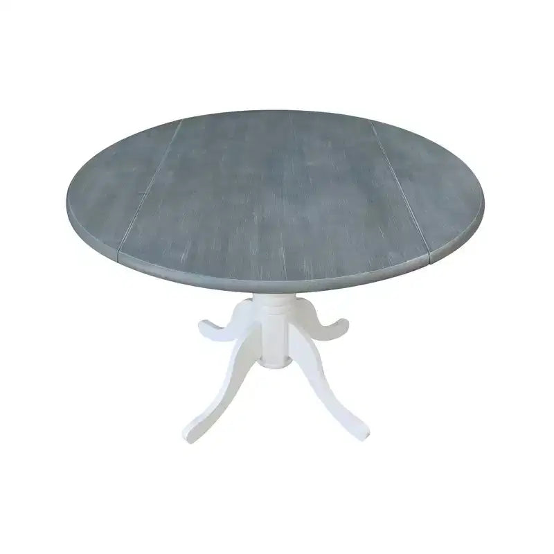 Tavolo da pranzo rotondo con ante a ribalta da 42" – Legno massello, base a piedistallo, 4 posti, allungabile