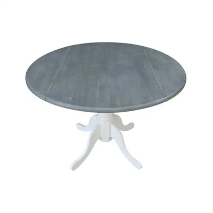 Tavolo da pranzo rotondo con ante a ribalta da 42" – Legno massello, base a piedistallo, 4 posti, allungabile