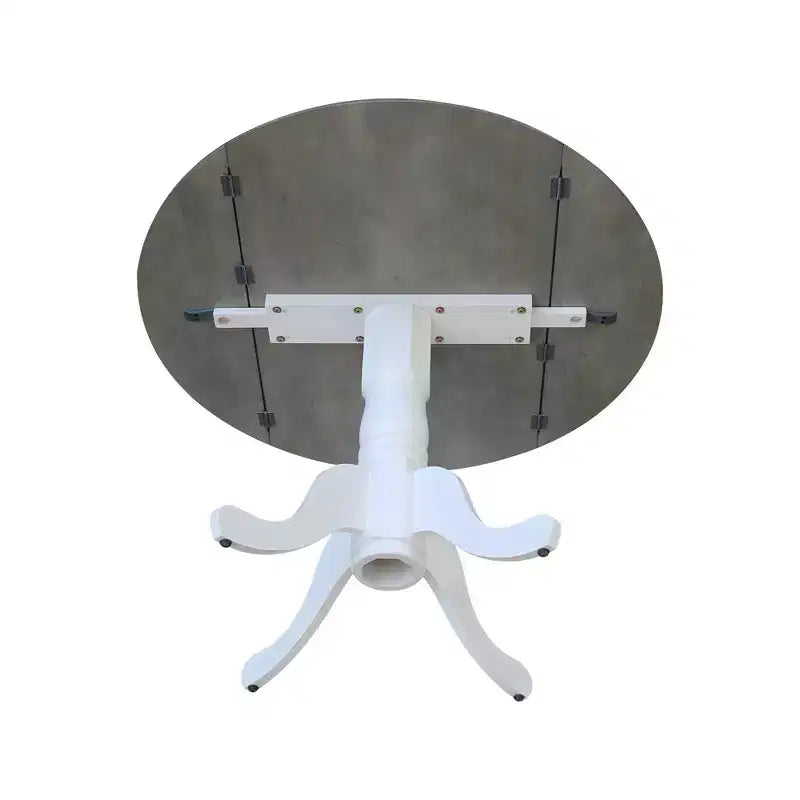 Tavolo da pranzo rotondo con ante a ribalta da 42" – Legno massello, base a piedistallo, 4 posti, allungabile