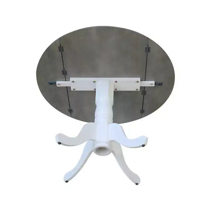 Tavolo da pranzo rotondo con ante a ribalta da 42" – Legno massello, base a piedistallo, 4 posti, allungabile