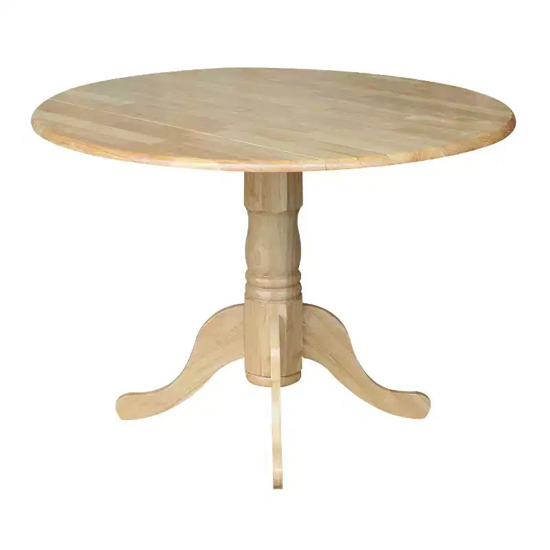 Tavolo da pranzo rotondo con ante a ribalta da 42" – Legno massello, base a piedistallo, 4 posti, allungabile