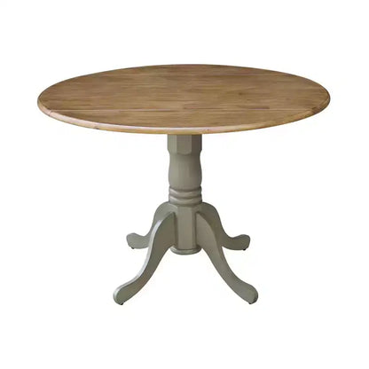 Tavolo da pranzo rotondo con ante a ribalta da 42" – Legno massello, base a piedistallo, 4 posti, allungabile