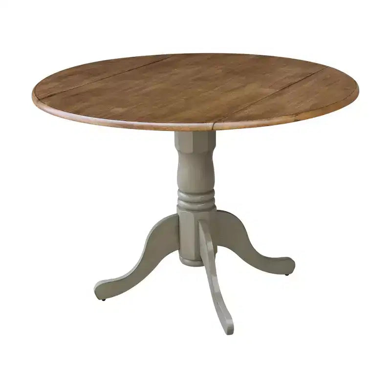 Tavolo da pranzo rotondo con ante a ribalta da 42" – Legno massello, base a piedistallo, 4 posti, allungabile