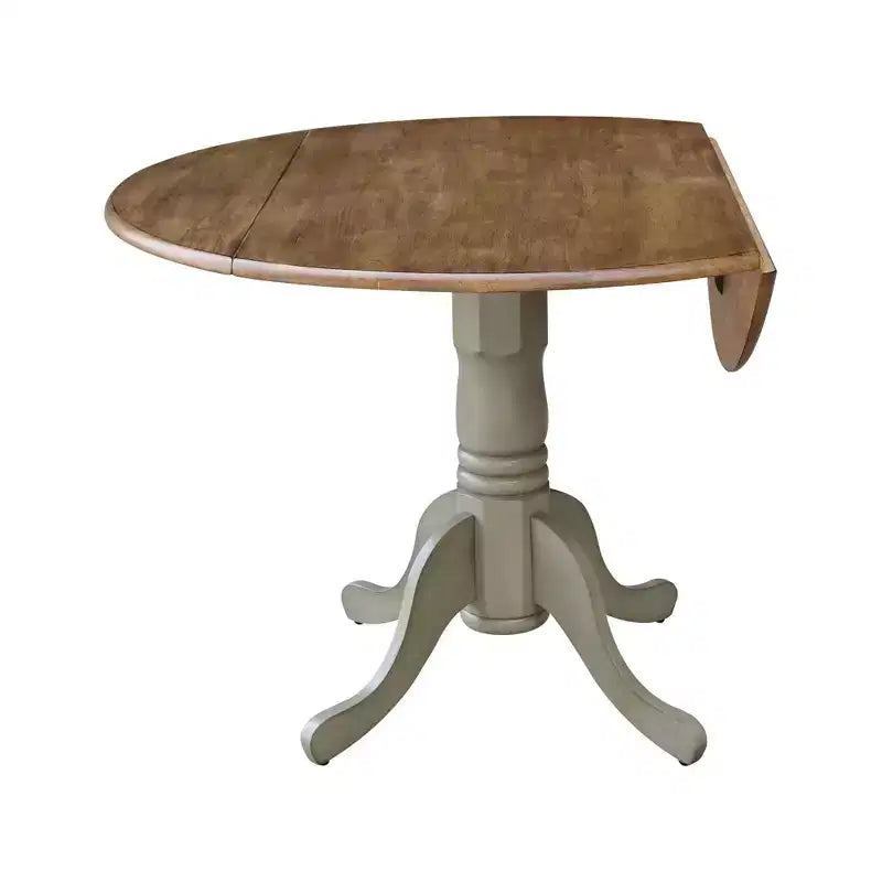 Tavolo da pranzo rotondo con ante a ribalta da 42" – Legno massello, base a piedistallo, 4 posti, allungabile