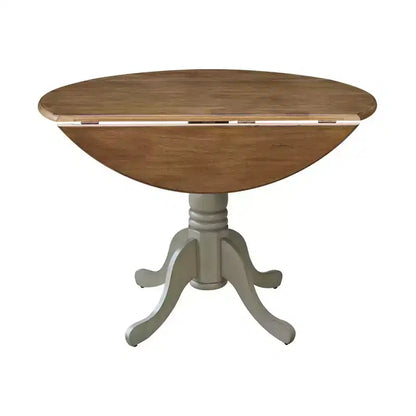 Tavolo da pranzo rotondo con ante a ribalta da 42" – Legno massello, base a piedistallo, 4 posti, allungabile
