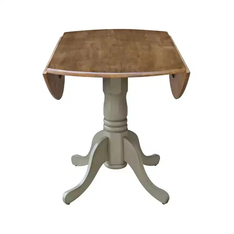 Tavolo da pranzo rotondo con ante a ribalta da 42" – Legno massello, base a piedistallo, 4 posti, allungabile