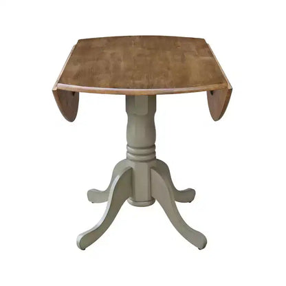 Tavolo da pranzo rotondo con ante a ribalta da 42" – Legno massello, base a piedistallo, 4 posti, allungabile