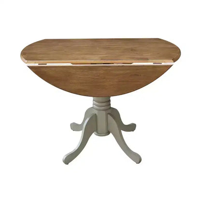 Tavolo da pranzo rotondo con ante a ribalta da 42" – Legno massello, base a piedistallo, 4 posti, allungabile