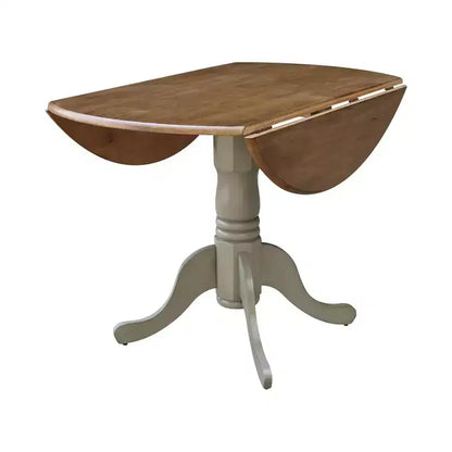 Tavolo da pranzo rotondo con ante a ribalta da 42" – Legno massello, base a piedistallo, 4 posti, allungabile
