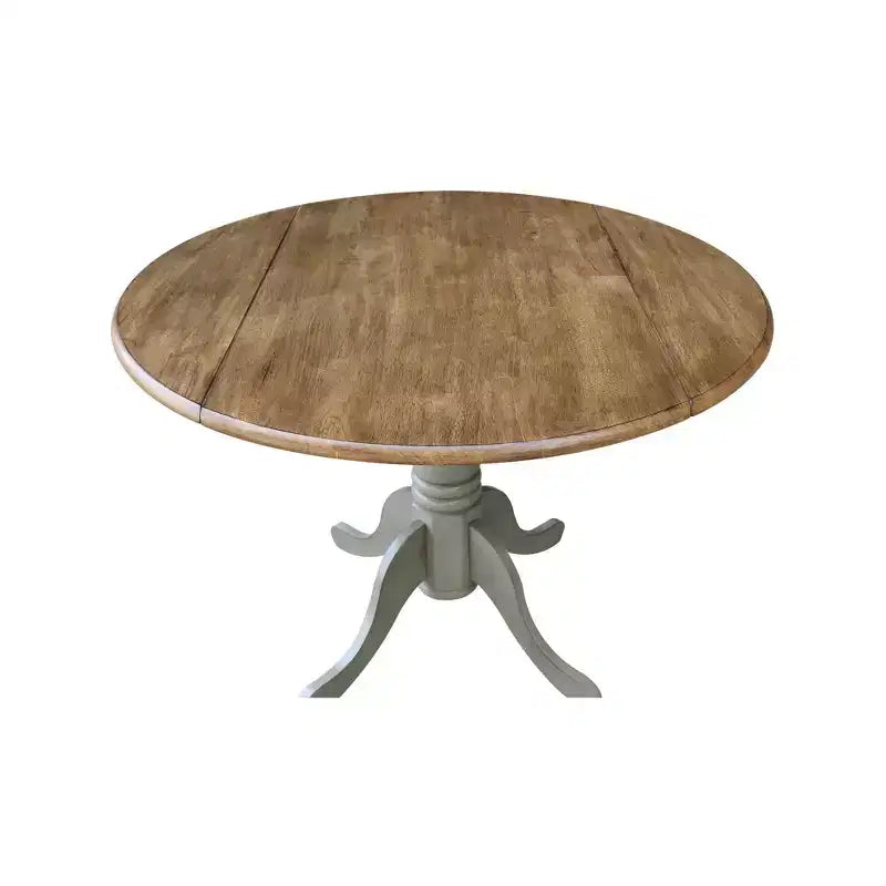Tavolo da pranzo rotondo con ante a ribalta da 42" – Legno massello, base a piedistallo, 4 posti, allungabile
