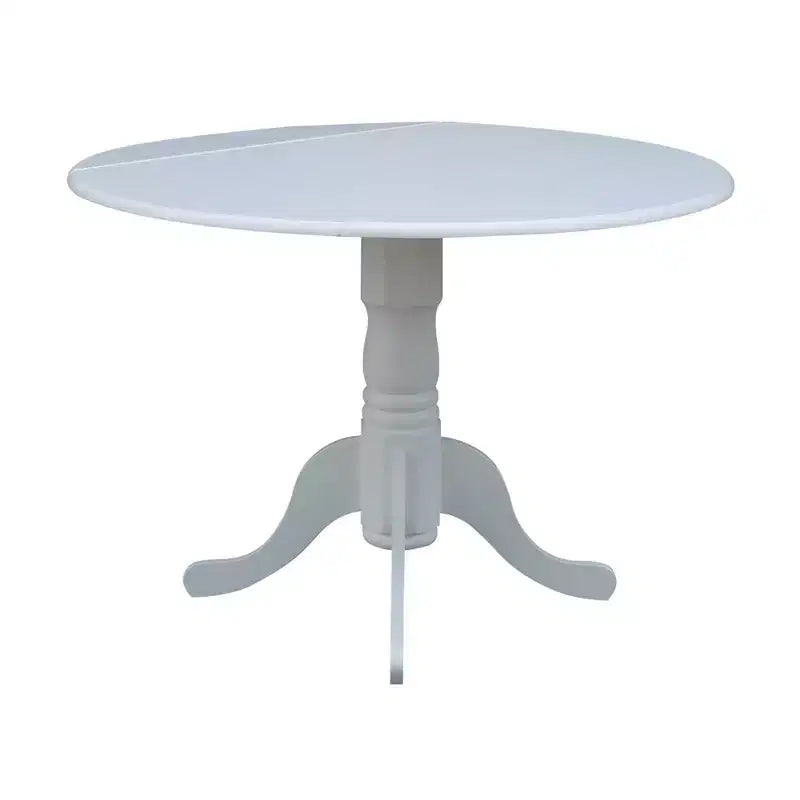 Tavolo da pranzo rotondo con ante a ribalta da 42" – Legno massello, base a piedistallo, 4 posti, allungabile
