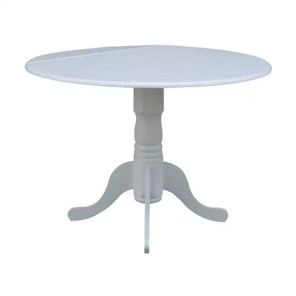 Tavolo da pranzo rotondo con ante a ribalta da 42" – Legno massello, base a piedistallo, 4 posti, allungabile