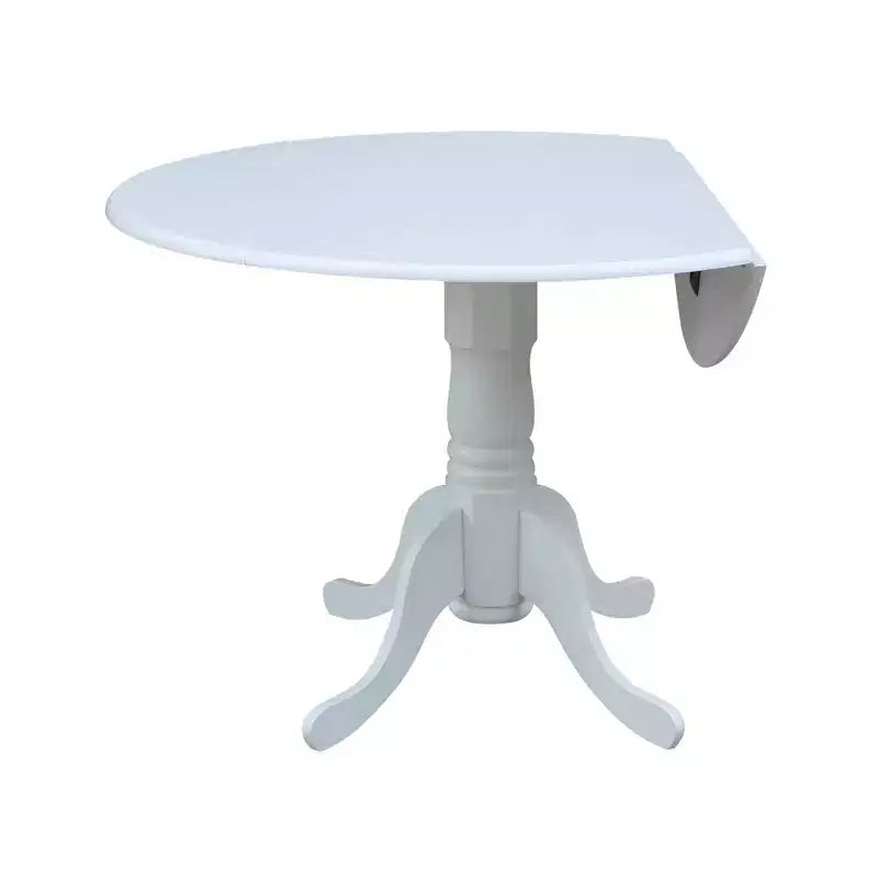 Tavolo da pranzo rotondo con ante a ribalta da 42" – Legno massello, base a piedistallo, 4 posti, allungabile