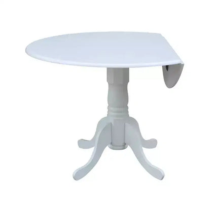 Tavolo da pranzo rotondo con ante a ribalta da 42" – Legno massello, base a piedistallo, 4 posti, allungabile
