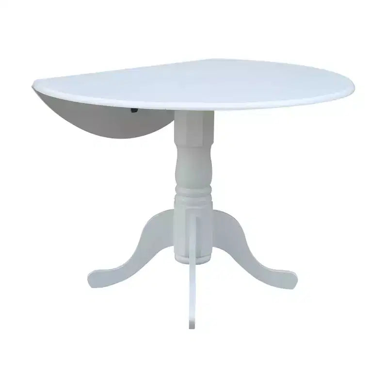 Tavolo da pranzo rotondo con ante a ribalta da 42" – Legno massello, base a piedistallo, 4 posti, allungabile