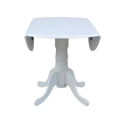 Tavolo da pranzo rotondo con ante a ribalta da 42" – Legno massello, base a piedistallo, 4 posti, allungabile