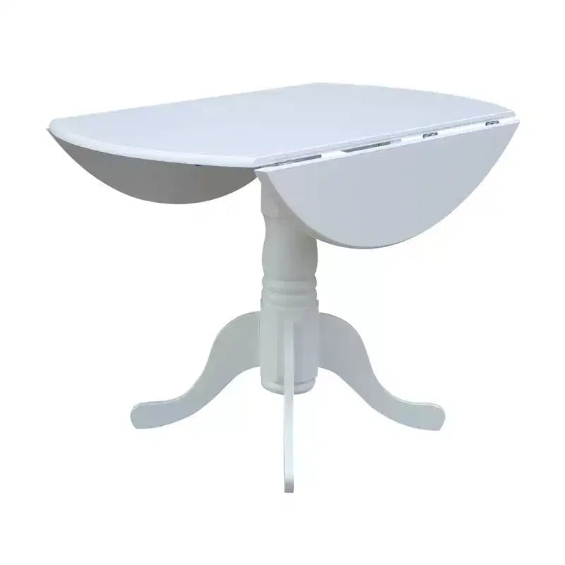 Tavolo da pranzo rotondo con ante a ribalta da 42" – Legno massello, base a piedistallo, 4 posti, allungabile