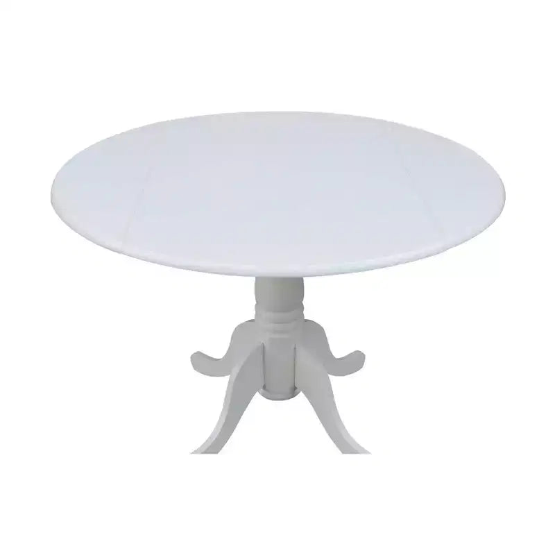 Tavolo da pranzo rotondo con ante a ribalta da 42" – Legno massello, base a piedistallo, 4 posti, allungabile