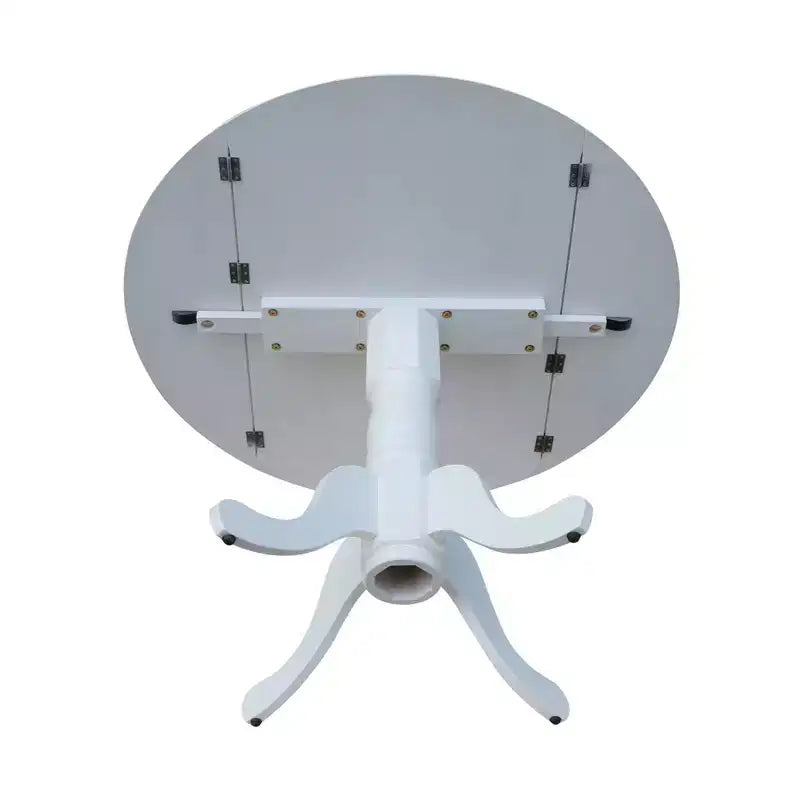 Tavolo da pranzo rotondo con ante a ribalta da 42" – Legno massello, base a piedistallo, 4 posti, allungabile