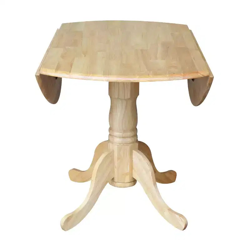Tavolo da pranzo rotondo con ante a ribalta da 42" – Legno massello, base a piedistallo, 4 posti, allungabile