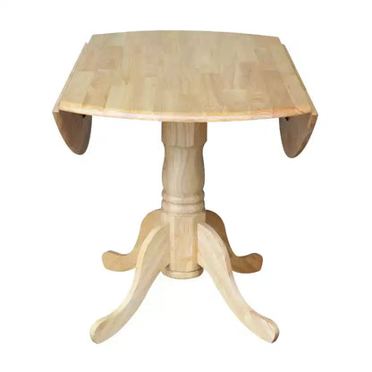 Tavolo da pranzo rotondo con ante a ribalta da 42" – Legno massello, base a piedistallo, 4 posti, allungabile