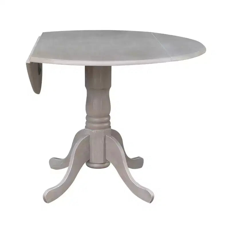 Tavolo da pranzo rotondo con ante a ribalta da 42" – Legno massello, base a piedistallo, 4 posti, allungabile