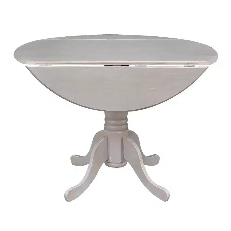 Tavolo da pranzo rotondo con ante a ribalta da 42" – Legno massello, base a piedistallo, 4 posti, allungabile