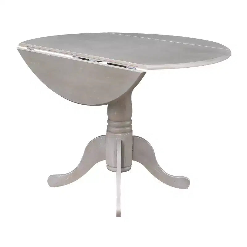 Tavolo da pranzo rotondo con ante a ribalta da 42" – Legno massello, base a piedistallo, 4 posti, allungabile
