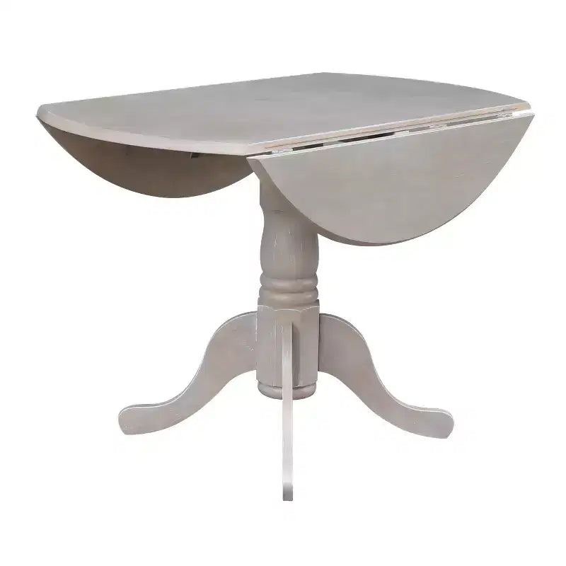 Tavolo da pranzo rotondo con ante a ribalta da 42" – Legno massello, base a piedistallo, 4 posti, allungabile