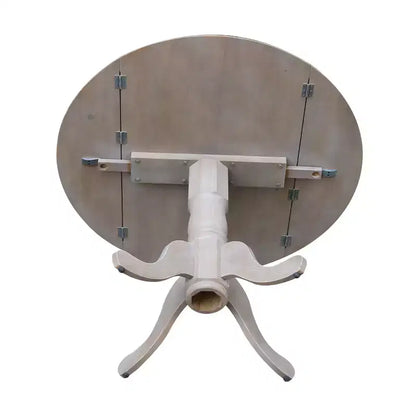Tavolo da pranzo rotondo con ante a ribalta da 42" – Legno massello, base a piedistallo, 4 posti, allungabile