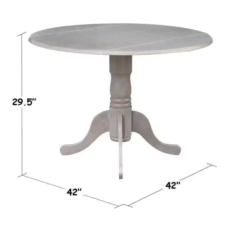 Tavolo da pranzo rotondo con ante a ribalta da 42" – Legno massello, base a piedistallo, 4 posti, allungabile