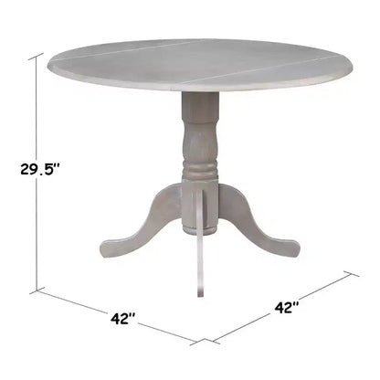 Tavolo da pranzo rotondo con ante a ribalta da 42" – Legno massello, base a piedistallo, 4 posti, allungabile
