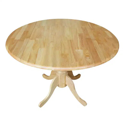 Tavolo da pranzo rotondo con ante a ribalta da 42" – Legno massello, base a piedistallo, 4 posti, allungabile