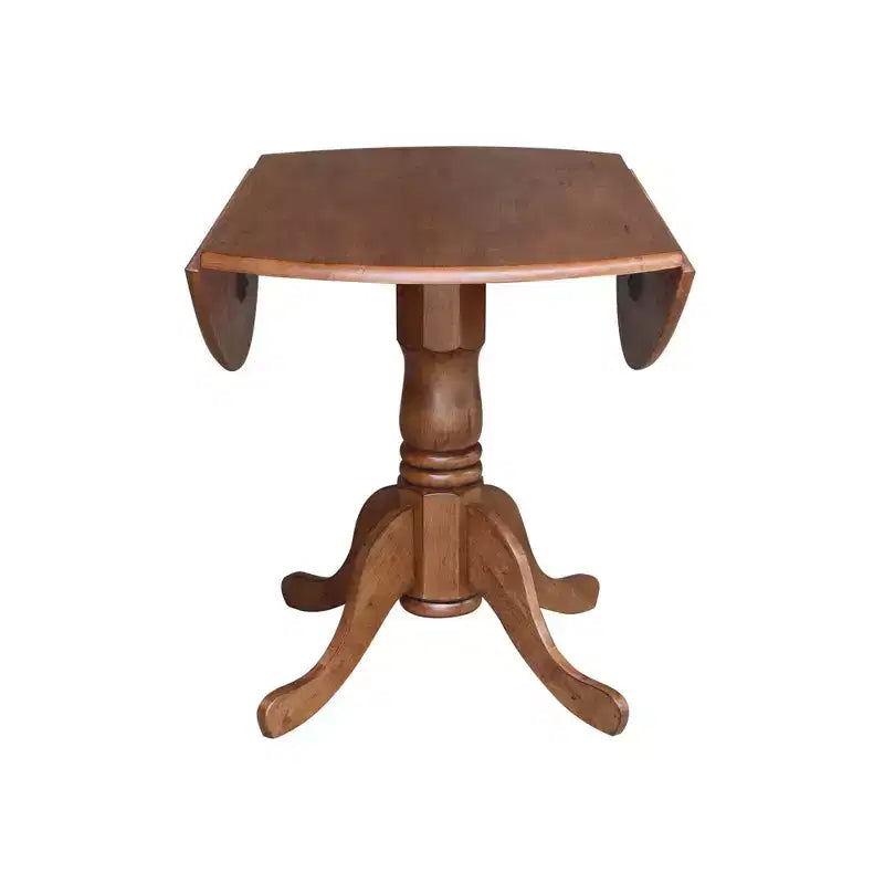 Tavolo da pranzo rotondo con ante a ribalta da 42" – Legno massello, base a piedistallo, 4 posti, allungabile