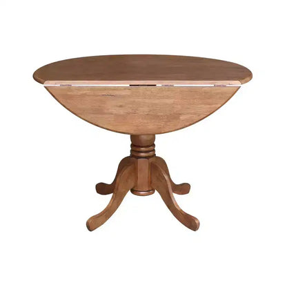 Tavolo da pranzo rotondo con ante a ribalta da 42" – Legno massello, base a piedistallo, 4 posti, allungabile