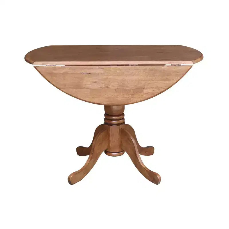Tavolo da pranzo rotondo con ante a ribalta da 42" – Legno massello, base a piedistallo, 4 posti, allungabile