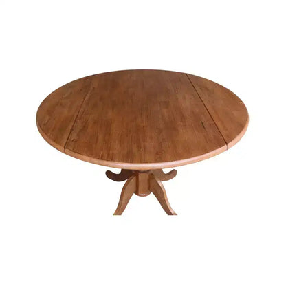 Tavolo da pranzo rotondo con ante a ribalta da 42" – Legno massello, base a piedistallo, 4 posti, allungabile