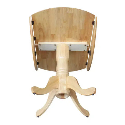 Tavolo da pranzo rotondo con ante a ribalta da 42" – Legno massello, base a piedistallo, 4 posti, allungabile
