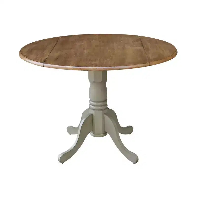 Tavolo da pranzo rotondo con ante a ribalta da 42" – Legno massello, base a piedistallo, 4 posti, allungabile
