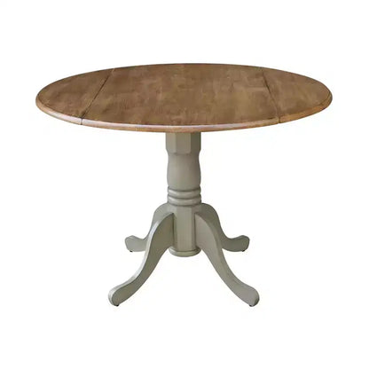 Tavolo da pranzo rotondo con ante a ribalta da 42" – Legno massello, base a piedistallo, 4 posti, allungabile